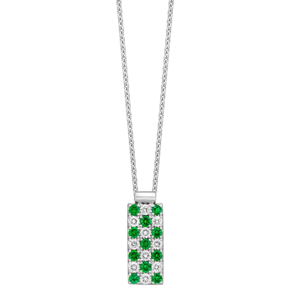 Alternating Emerald and Diamond Tag Necklace