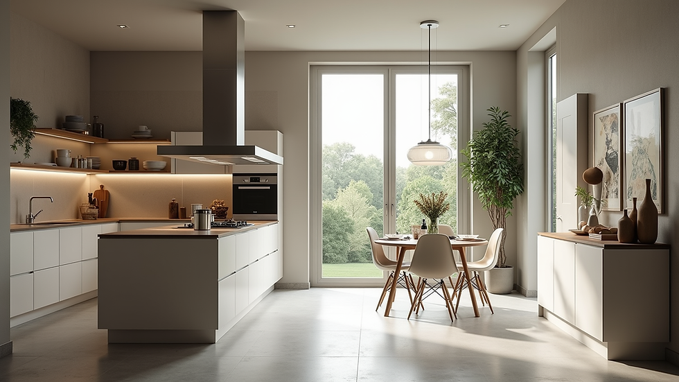 Vue rapprochée d’une cuisine moderne avec rangements sur mesure