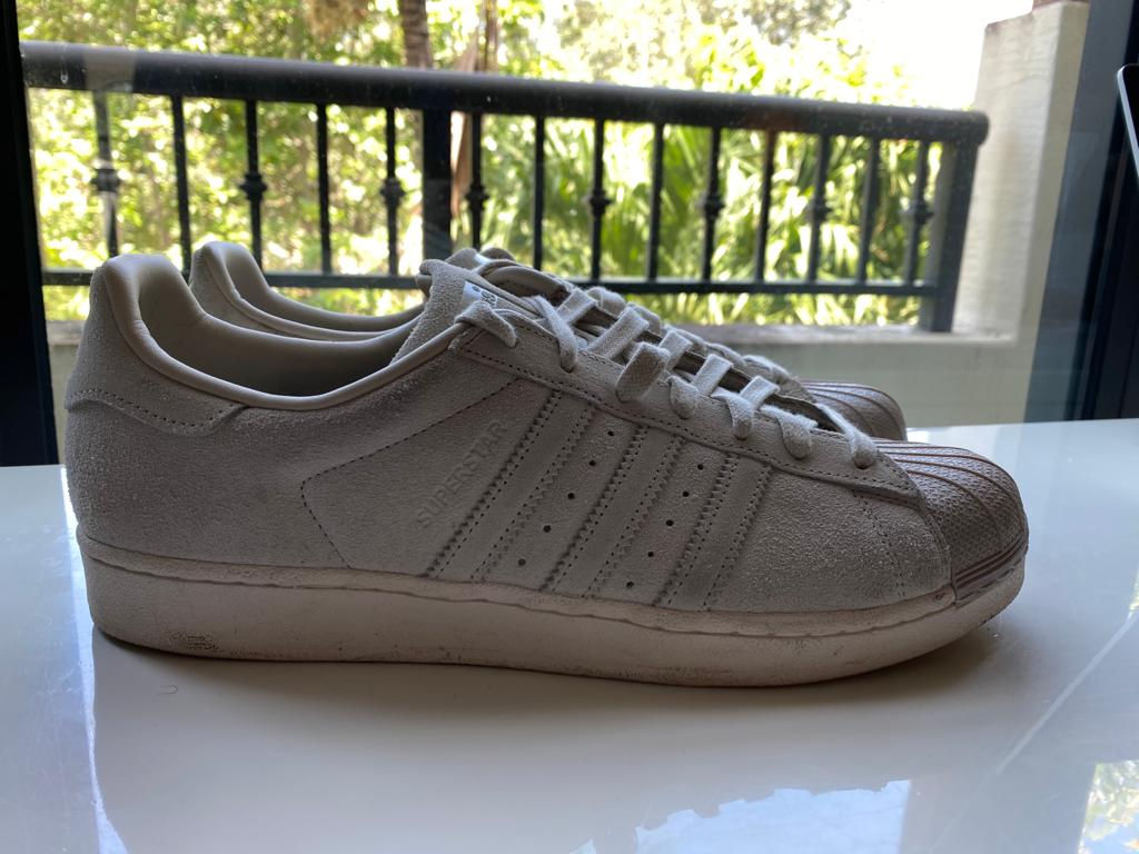 Mens cream suede adidas superstars