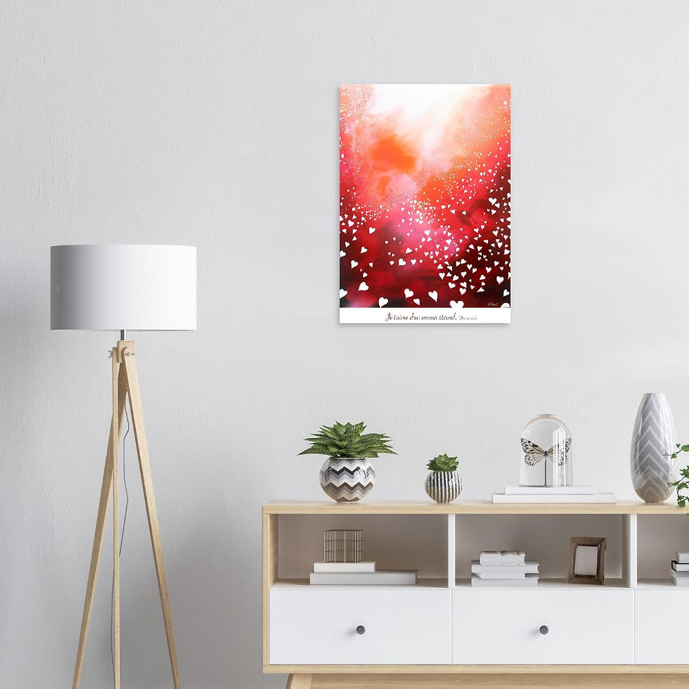 Miniature : Poster "Coeurs" rouge avec texte « Je t’aime d’un amour éternel » (Jérémie 31:3)