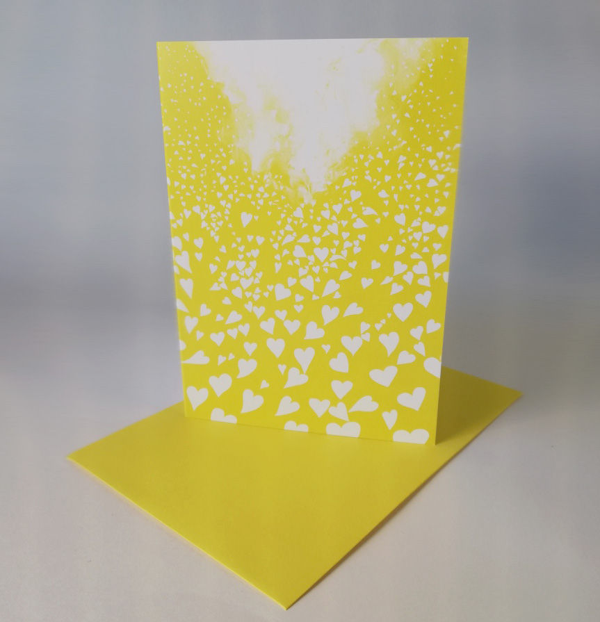 Miniature : Carte "Coeurs" jaune citron A6, 2 volets