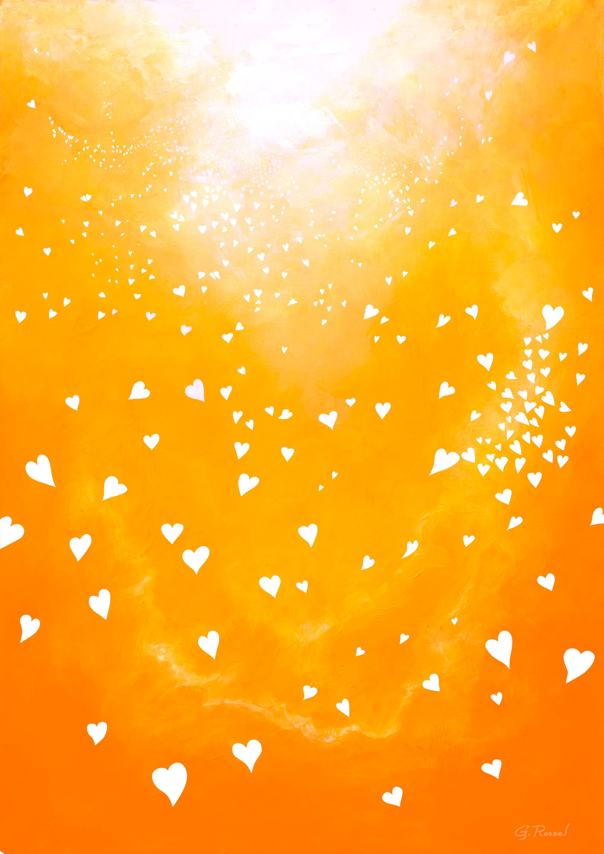 Poster "Coeurs" orange