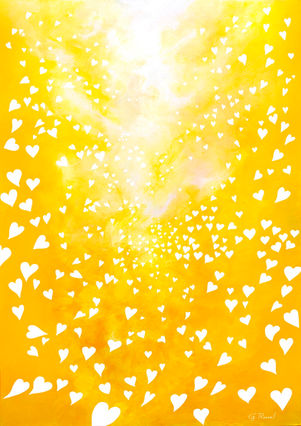 motifs cœurs jaune or