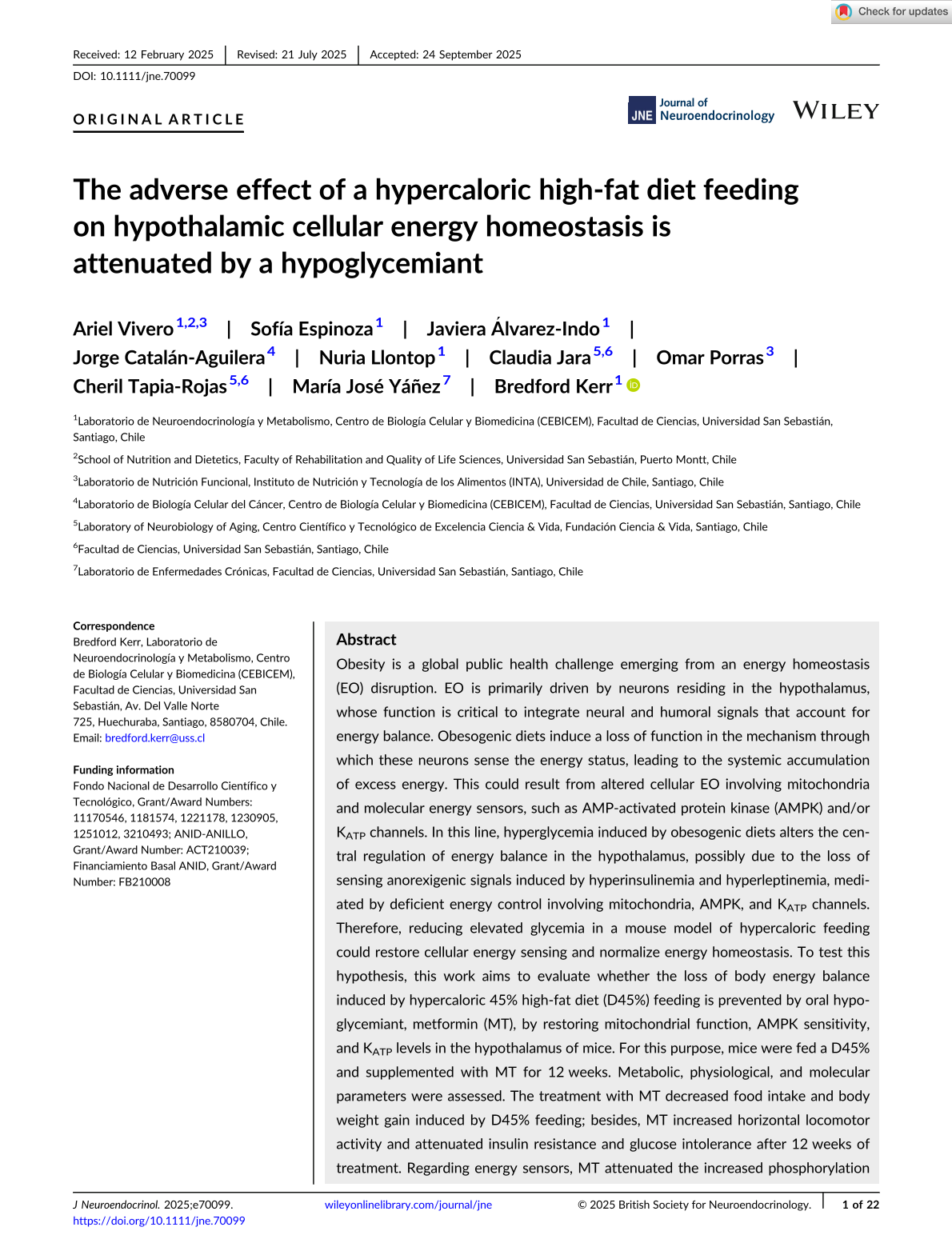 The adverse effect of a hypercaloric high‐fat diet feeding on hypothalamic cellular energy homeostasis is attenuated by a hypoglycemiant