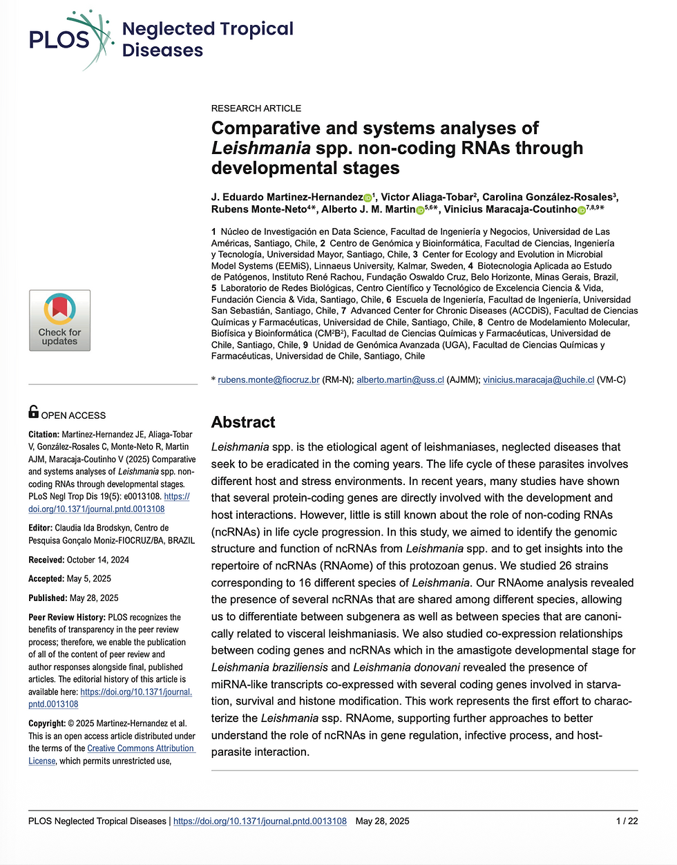 Comparative and systems analyses of Leishmania spp. non-coding RNAs through developmental stages