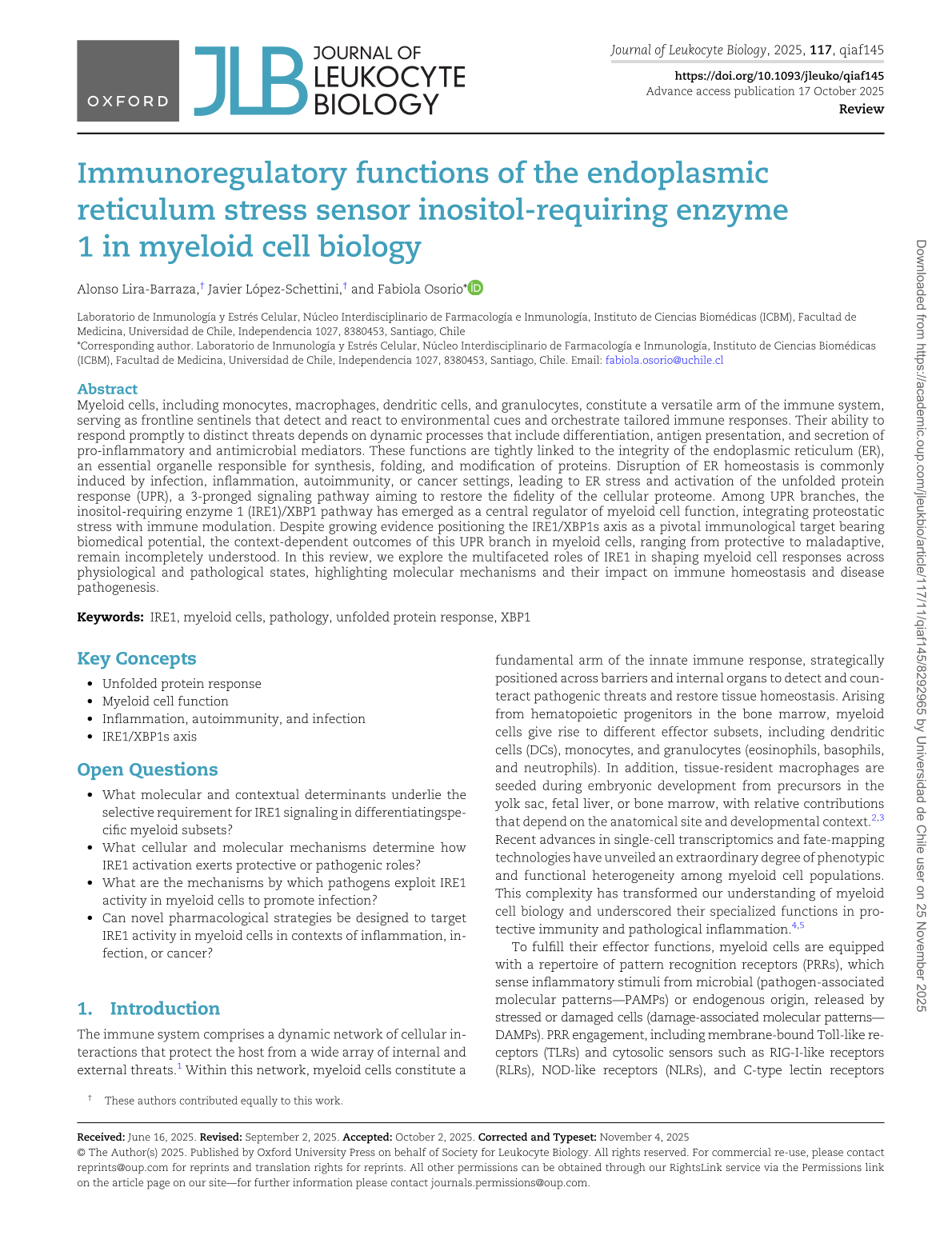 Immunoregulatory functions of the endoplasmic reticulum stress sensor inositol-requiring enzyme 1 in myeloid cell biology