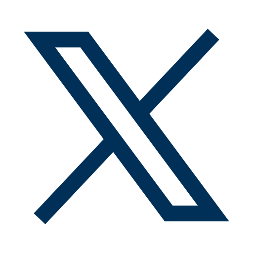 Stylized dark blue letter X logo on black background