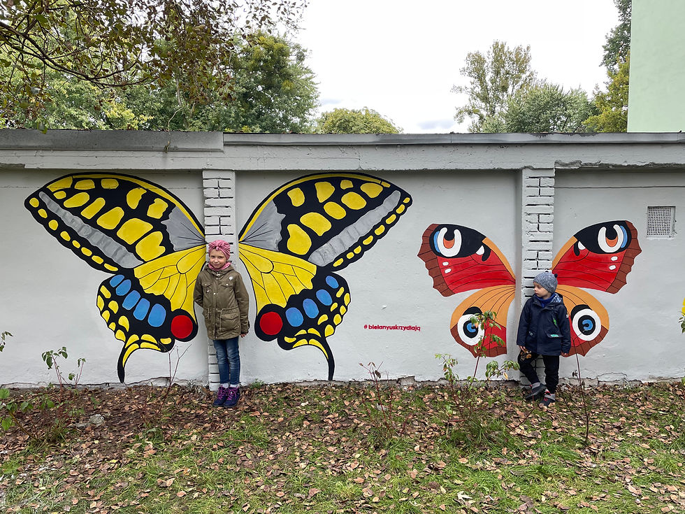 Mural z dwoma motylami