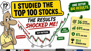 stock chart pattern and post it note showing results