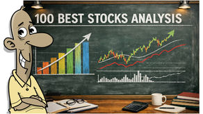 black board with stock analysis showing
