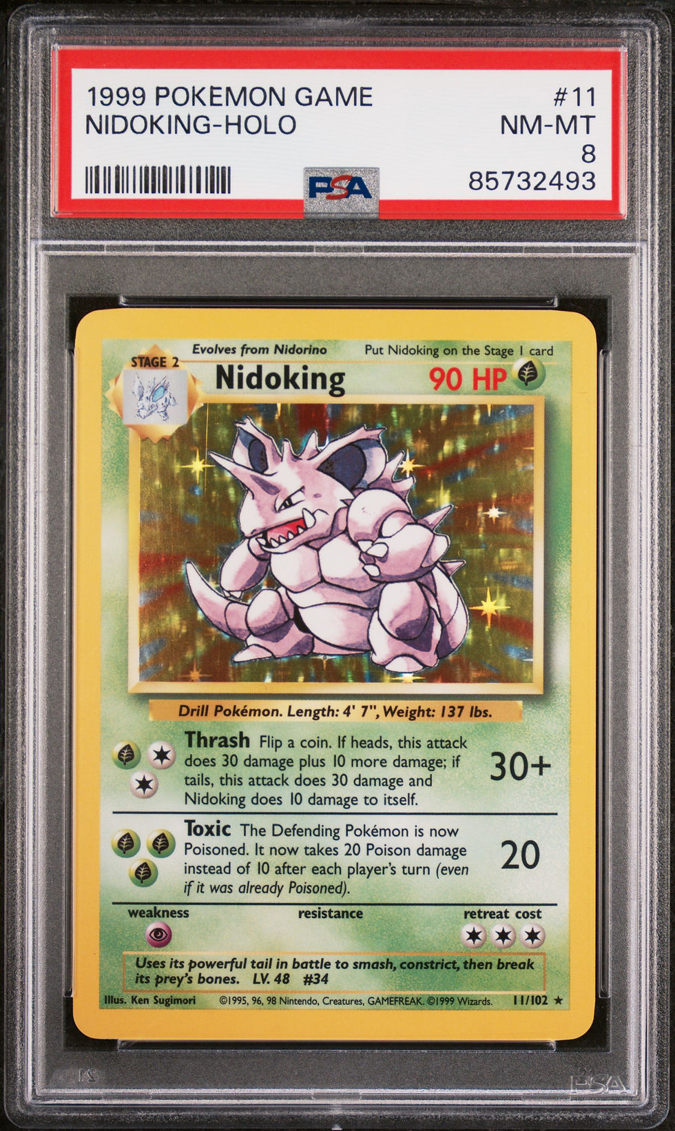 1999 POKEMON GAME 11 NIDOKING-HOLO PSA 8