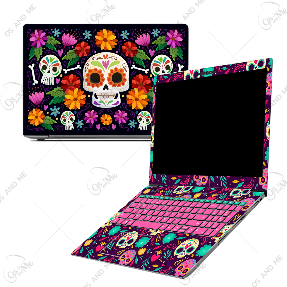 Miniatura: Skin laptop Calaveras con flores