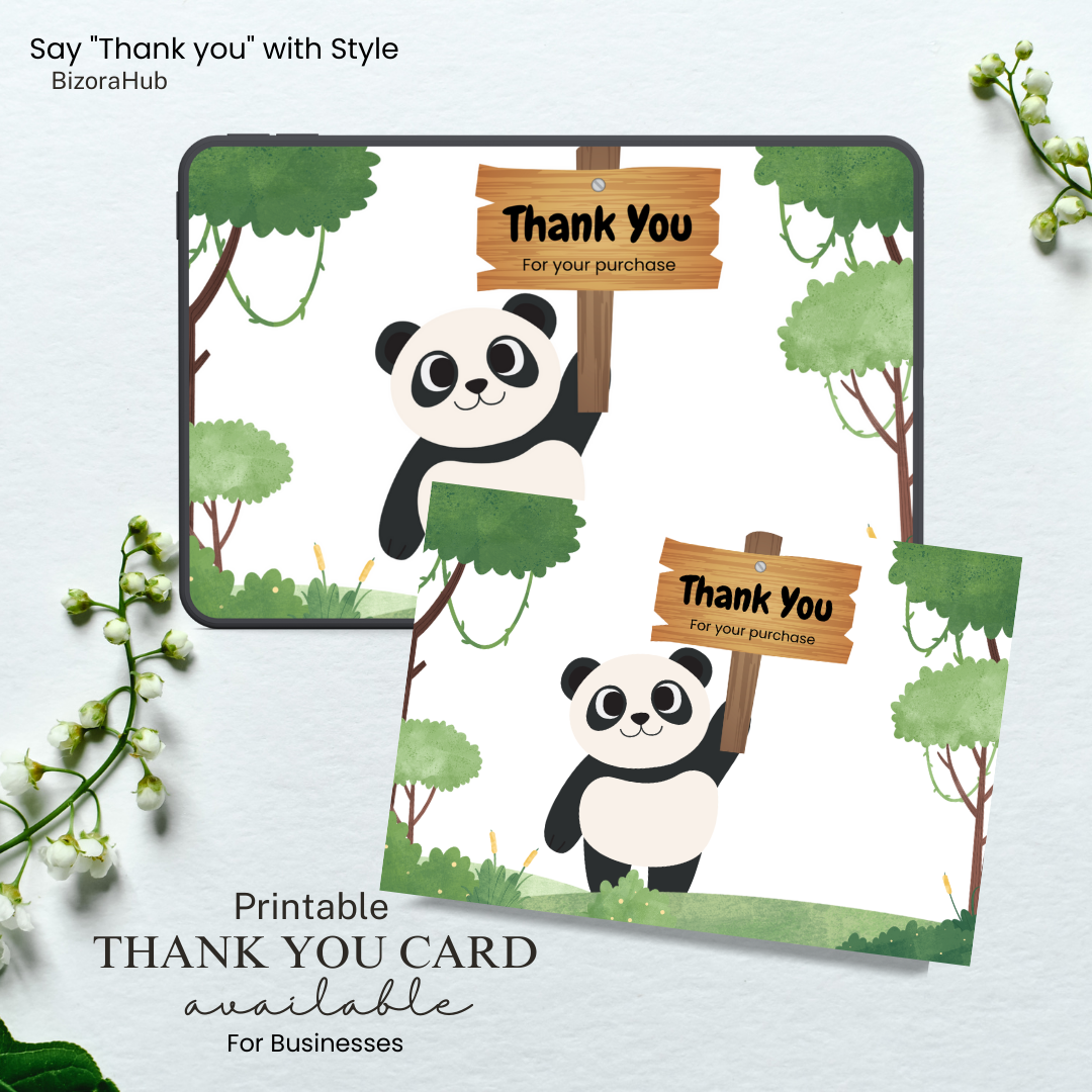 Cute Panda Thank You Card | Printable Business Packaging Insert | Small Business