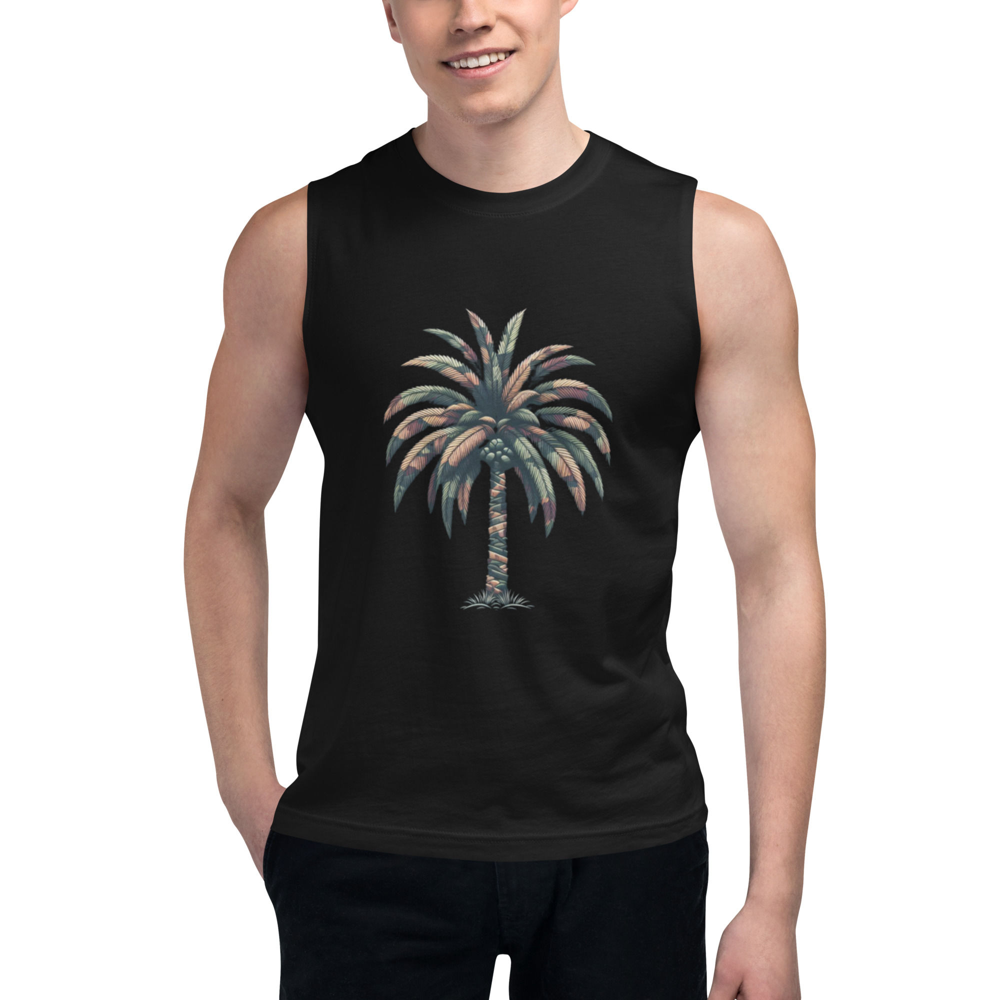 Camo Palm Tree-Muscle Shirt