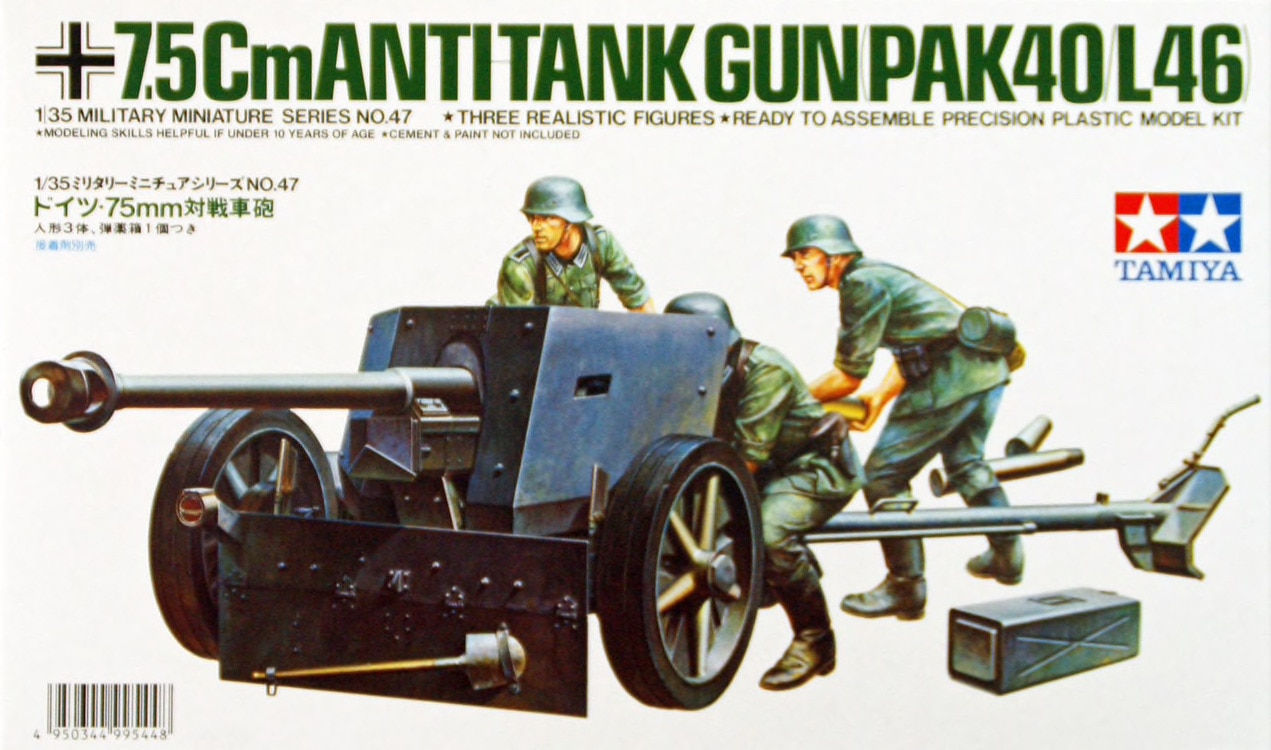 Tamiya Models, Military Miniatures 7,5cm Anti-Tank Gun PaK 40 / L46 w/ Crew, TAM