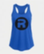 Rocket ship R logo womens' flowy racerback tank