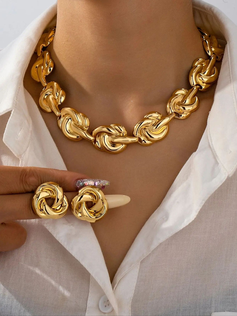 Thumbnail: Elegant and Versatile Summer Luxury High-End Women's Metal Jewelry Set