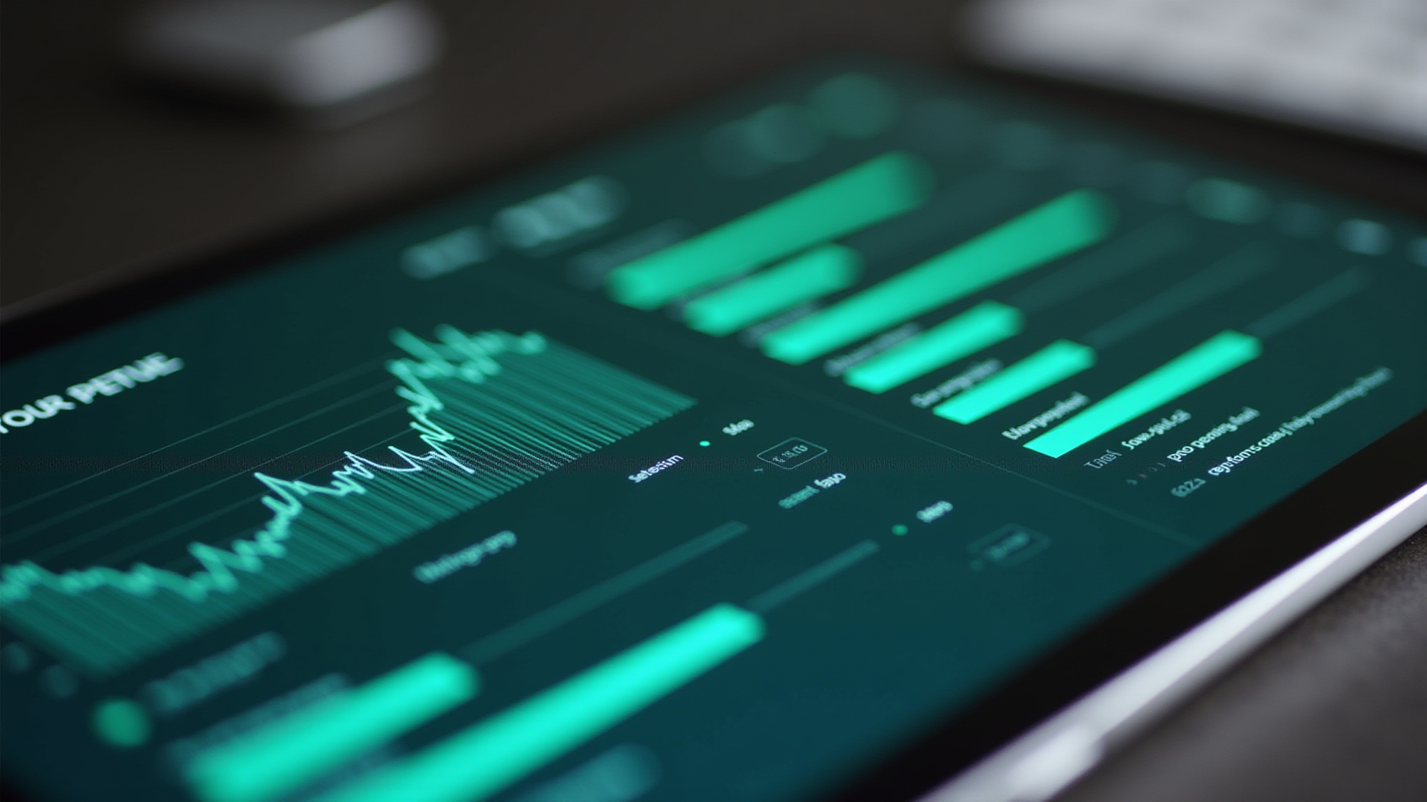 image of a tablet screen showing performance dashboards.
