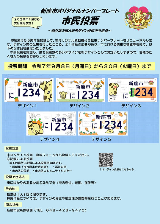 オリジナルナンバープレートの市民投票が始まりました