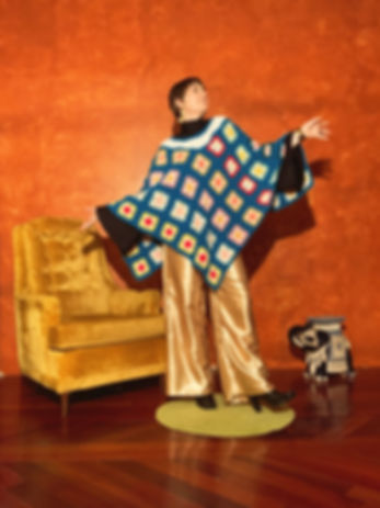 Blue and White Poncho 