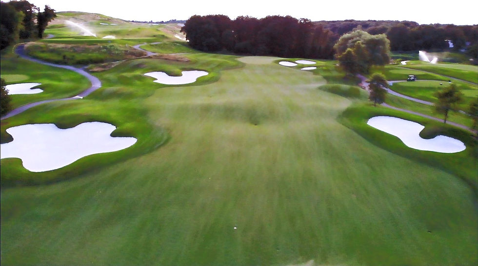 The 2nd hole at twilight on the Granite course at Granite Links Golf Club in Quincy, MA. 