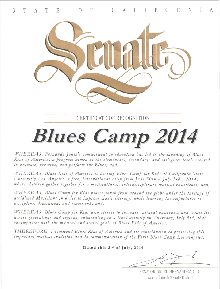 Senate Proclamation: BluesKids.com
