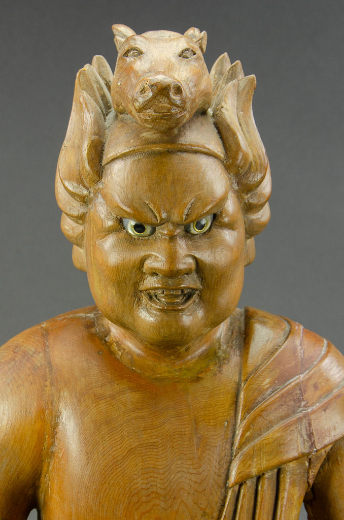 Thumbnail: Japanese Carved Wood Figure, Bato Kannon (Hayagriva)