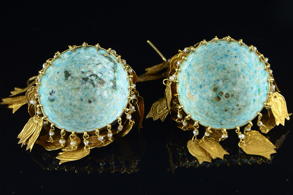 Thumbnail: Persian Enamel & Gold Earrings