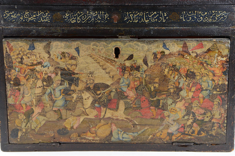 Thumbnail: Persian Qajar Lacquer Writing Chest, Figures in Landscape
