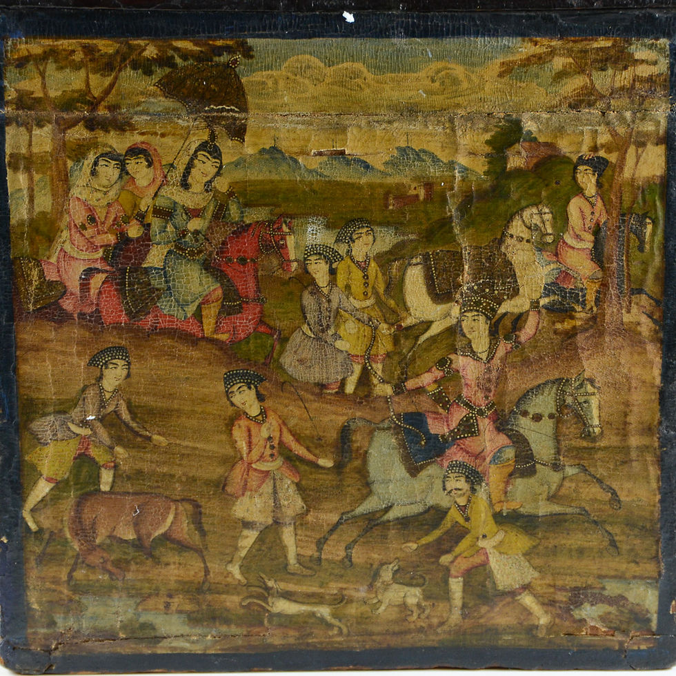 Thumbnail: Persian Qajar Lacquer Writing Chest, Figures in Landscape