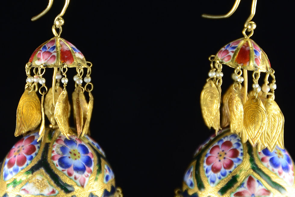 Thumbnail: Persian Enamel & Gold Earrings