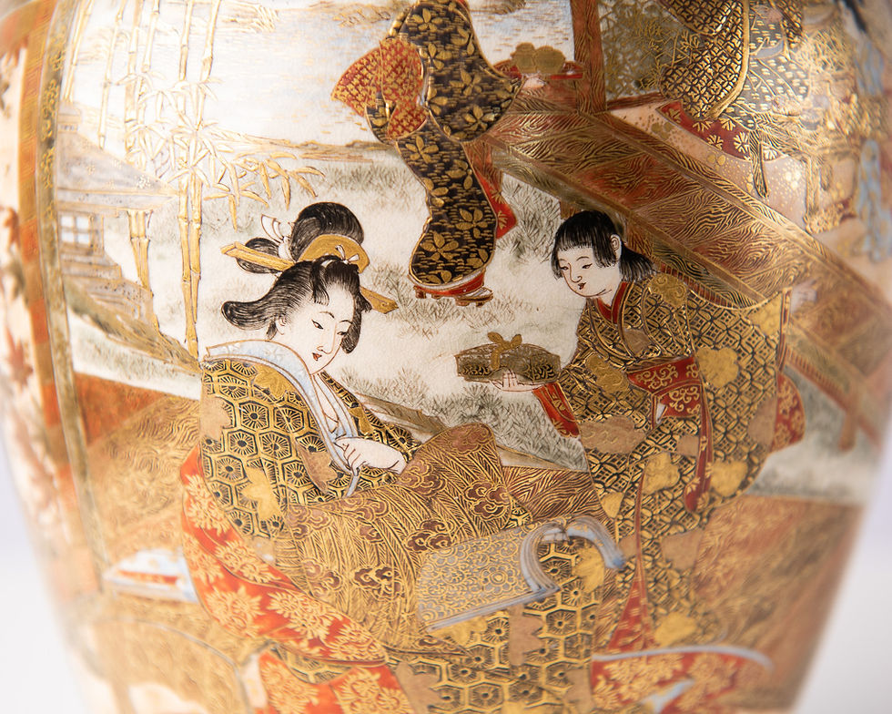 Thumbnail: Japanese Satsuma Porcelain Vase, Samurai
