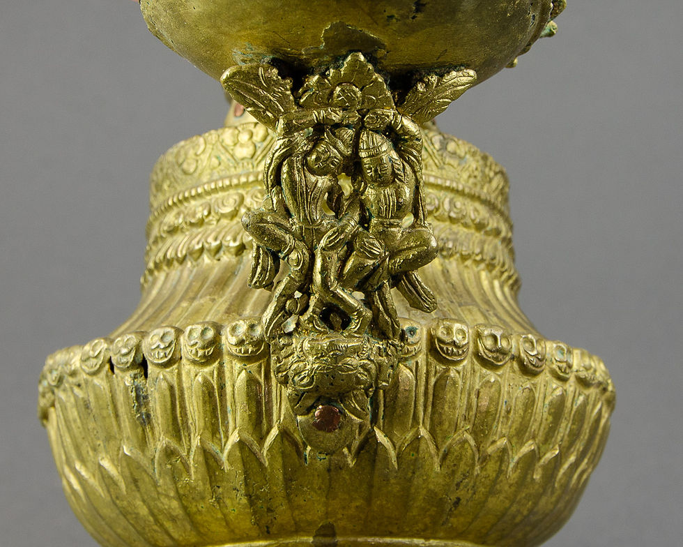 Thumbnail: Nepalese Sukunda Ceremonial Gilt Metal Oil Lamp