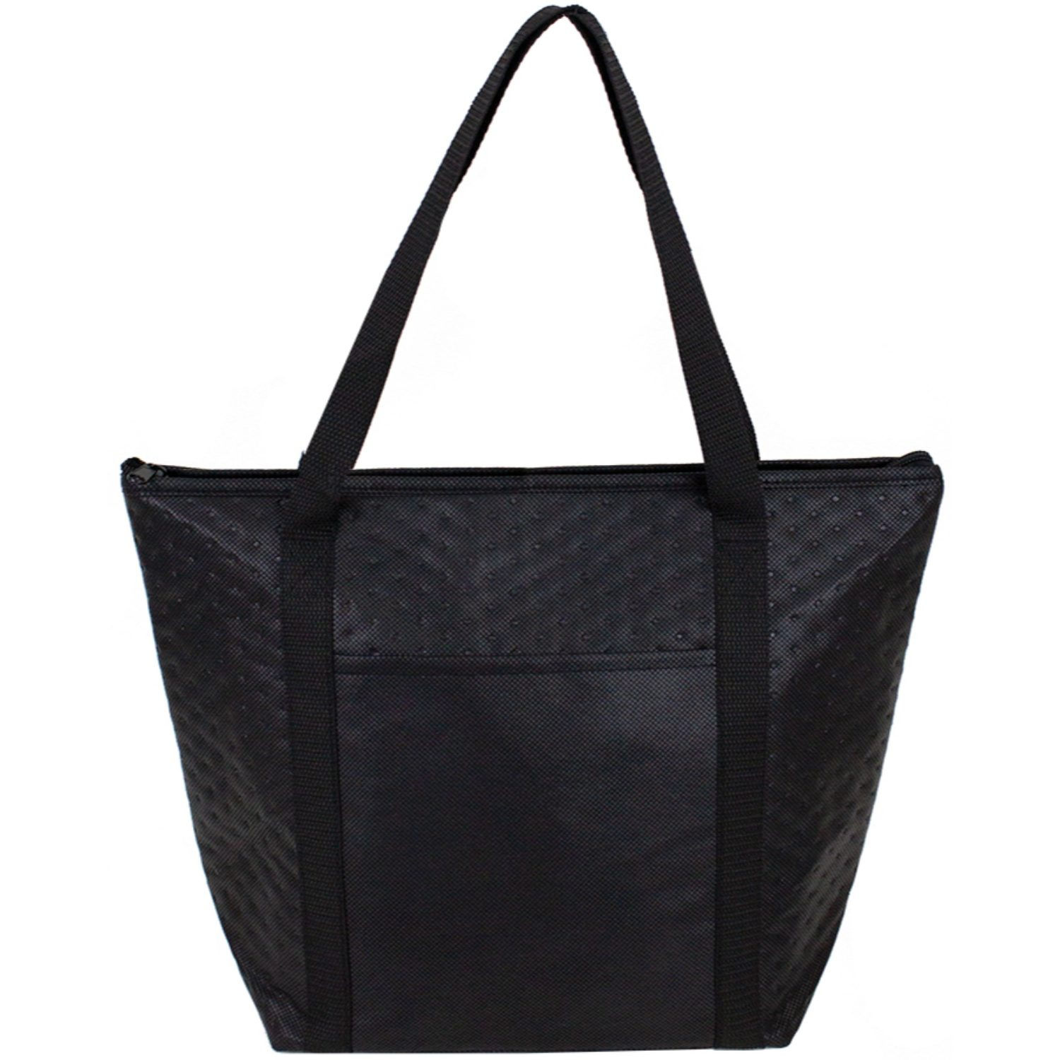 Large Non-Woven Zipper Insulated Cooler Tote Bag - Black