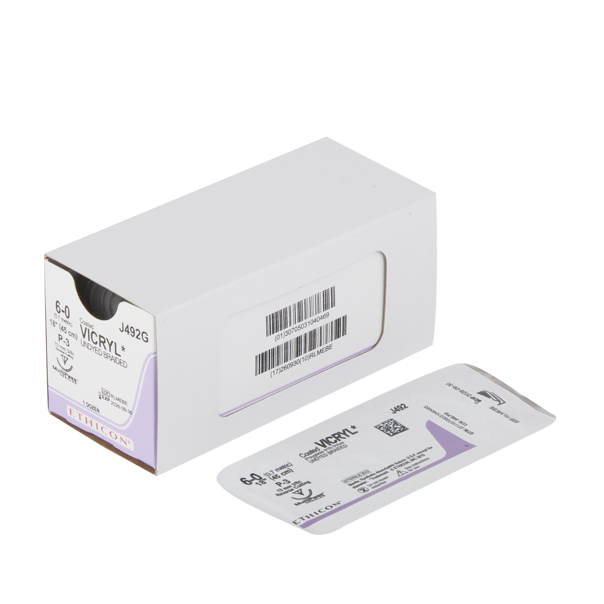 SUTURE, VICRYL UD BR CT 6-0 1 8" P3 (12/BX)