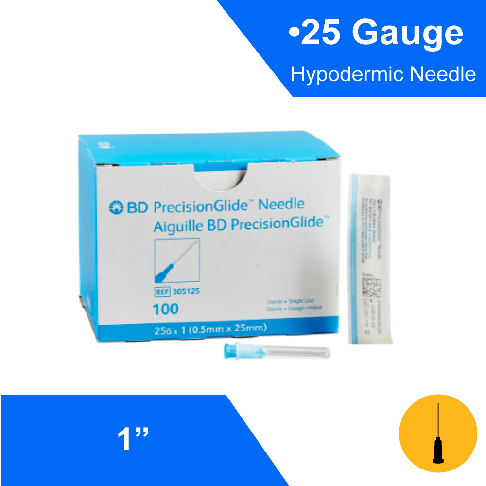 NEEDLE, HYPO THIN WALL 25GX1" (100/BX)