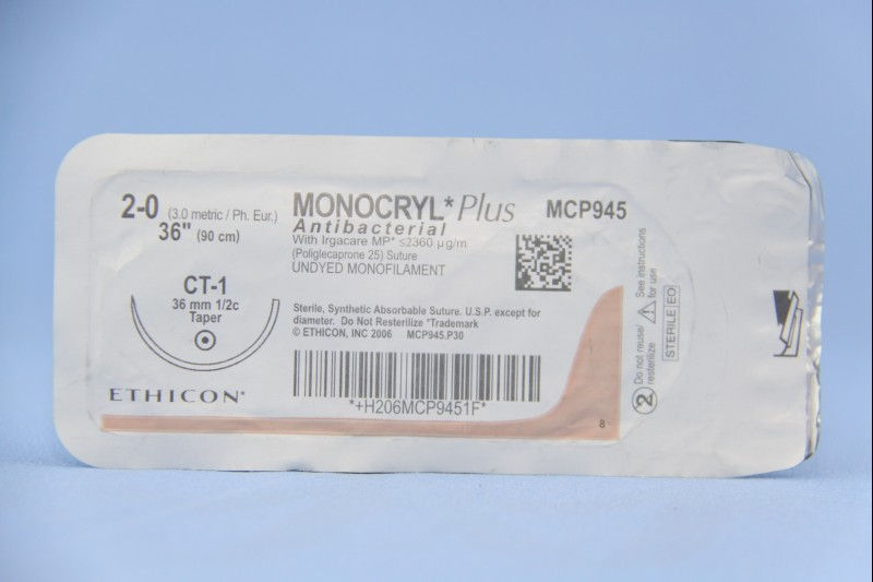 SUTURE, MONOCRYL PLUS UD 2-0 36" CT-1 (36/BX)