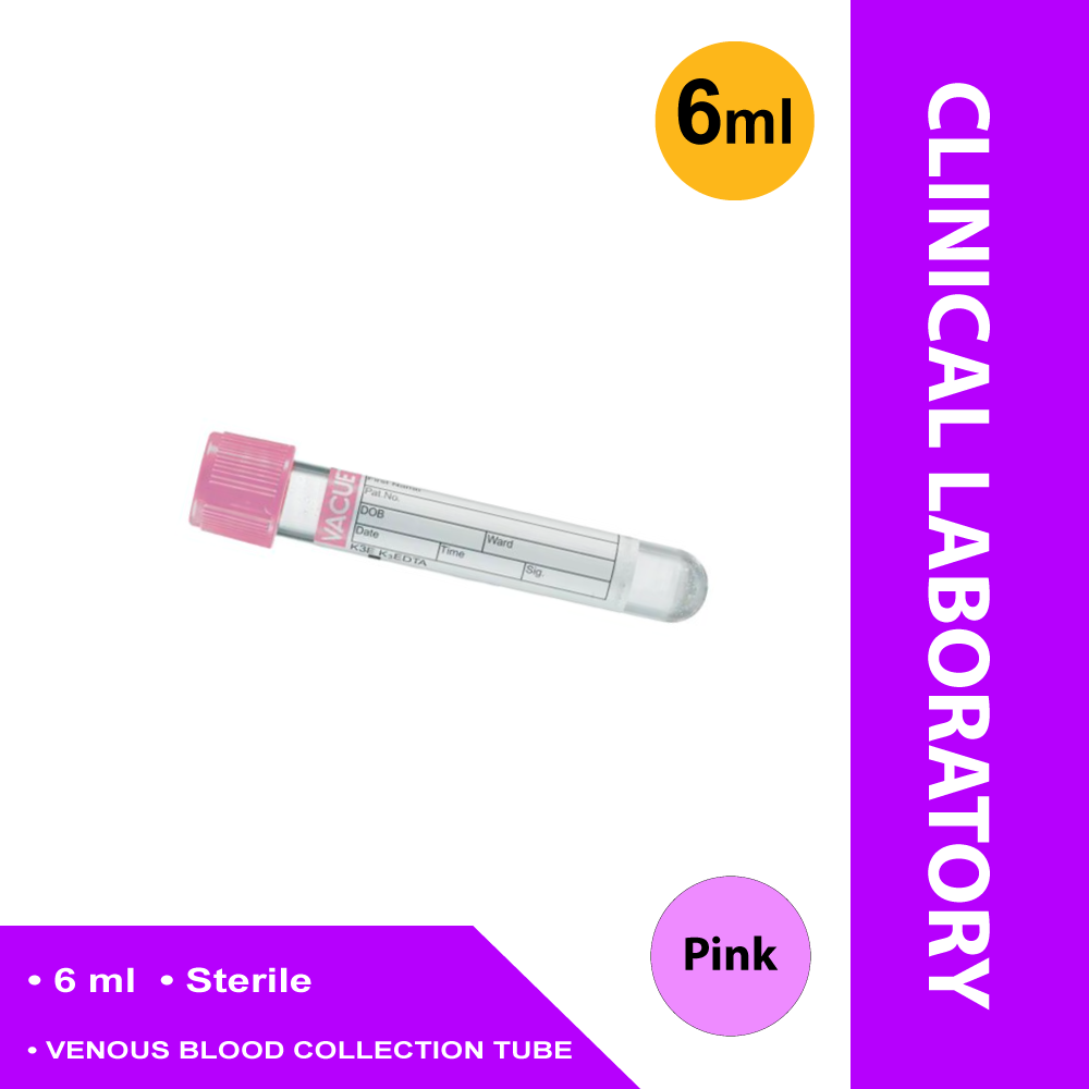 TUBE, BLD COL K3EDTA PNK/BLK 6ML PET VACUETTE (50/PK 24PK/CS