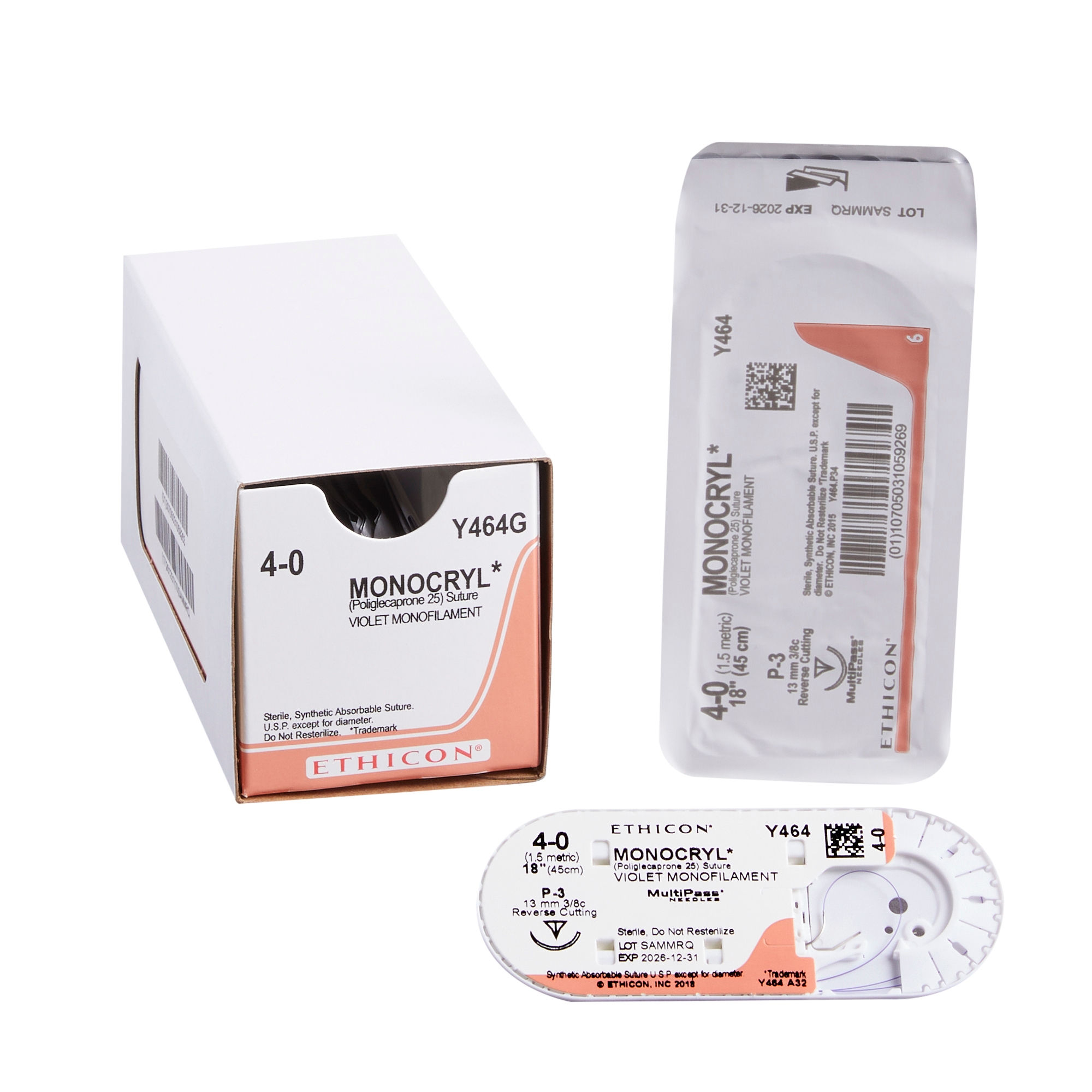SUTURE, MONCRYL VIO MONO 4-0 18" P-3 (12/BX)