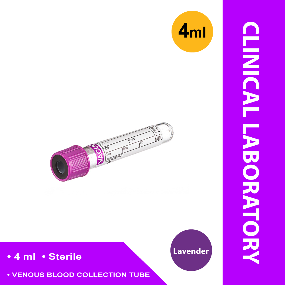 TUBE, BLD COL K3EDTA LAV/BLK 4ML PET VACUETTE (50/BX 24BX/CS
