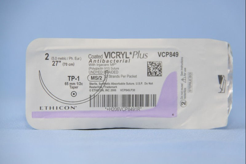 SUTURE, VICRYL+CTD ANTIBAC 2 TP-1 (12/BX)