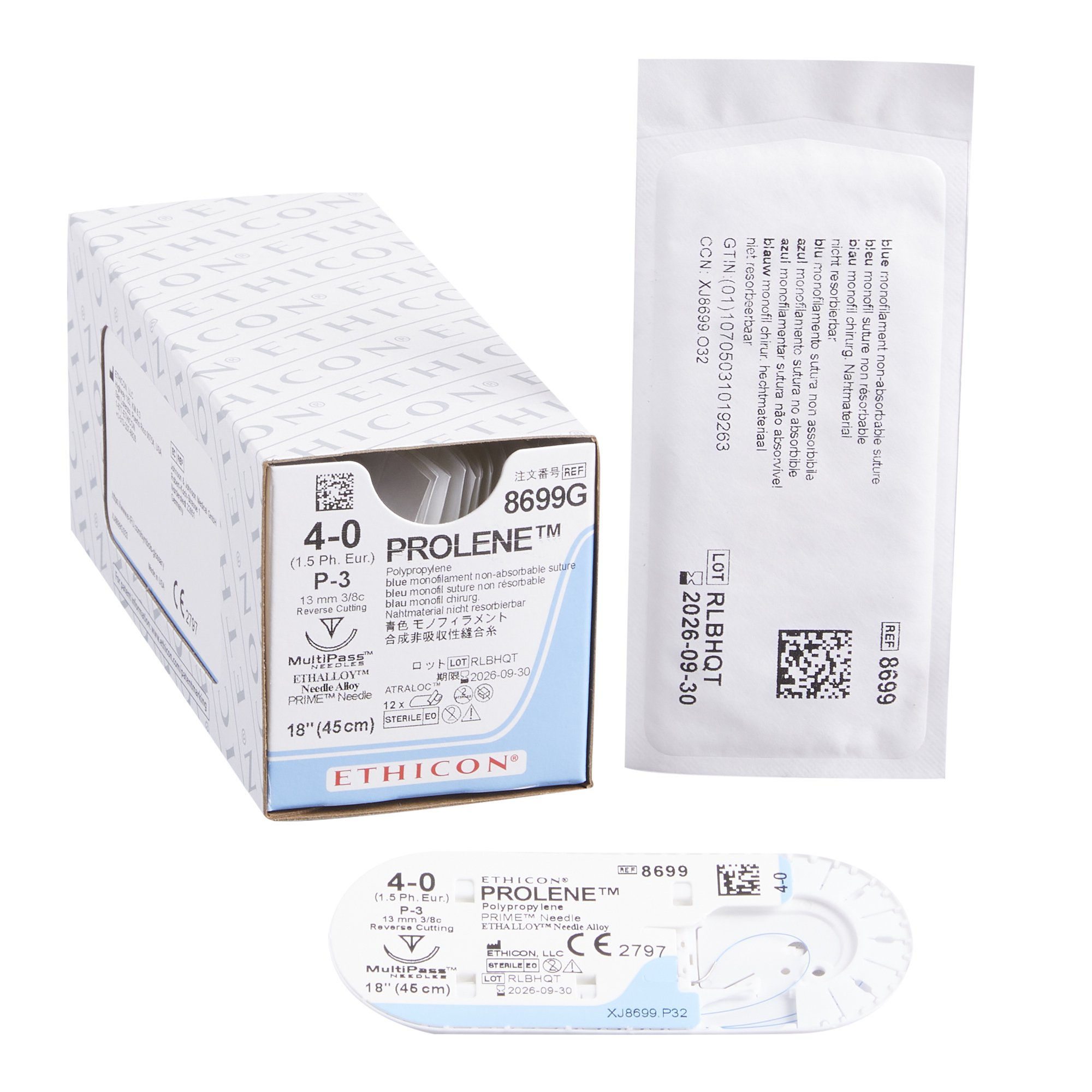 SUTURE, PROLENE BLU MONO 4-0 18" P-3 (12/BX)
