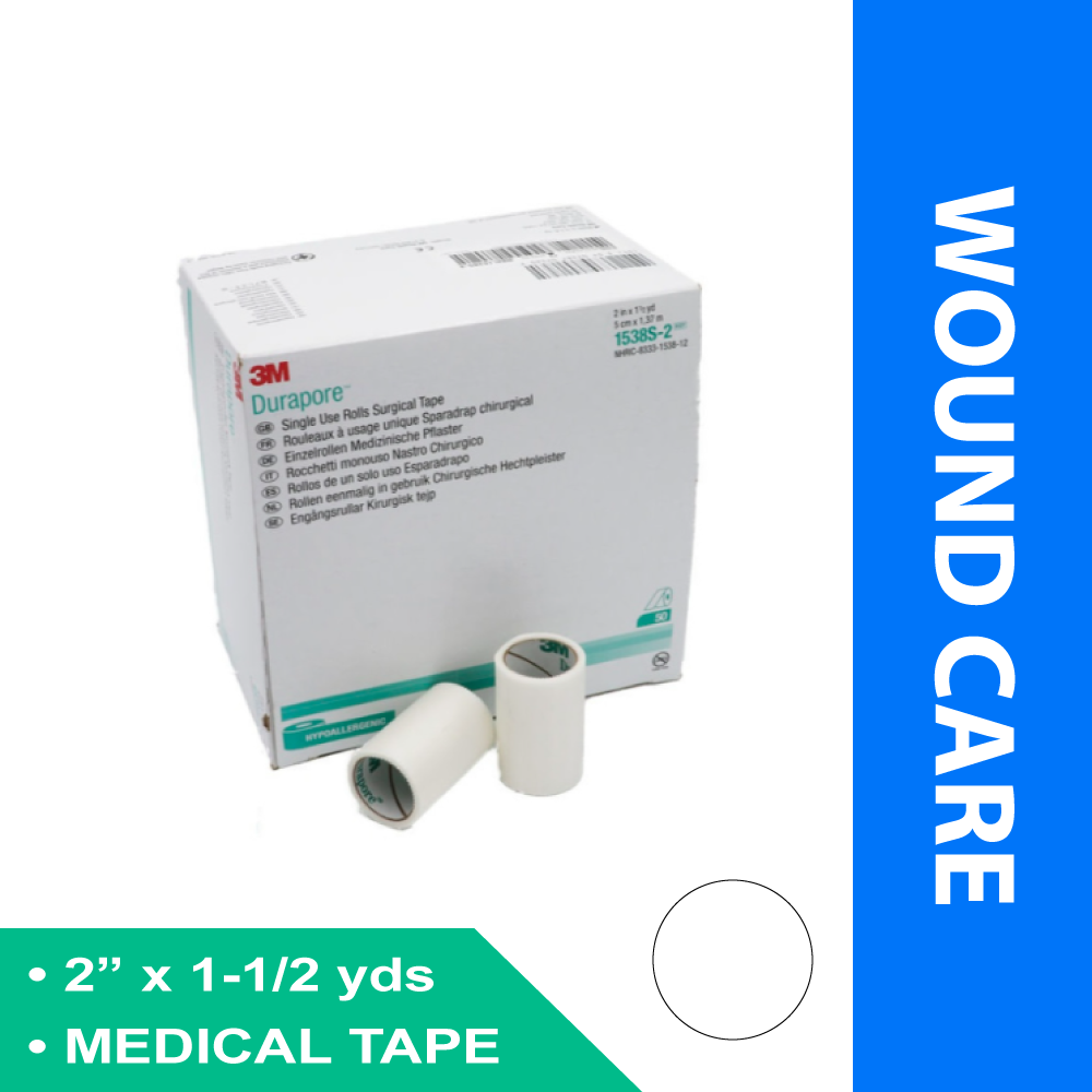 MEDICAL TAPE 3M™ DURAPORE™ WHITE 2 INCH X 1-1/2 YARD SILK-LIKE CLOTH NONSTERILE