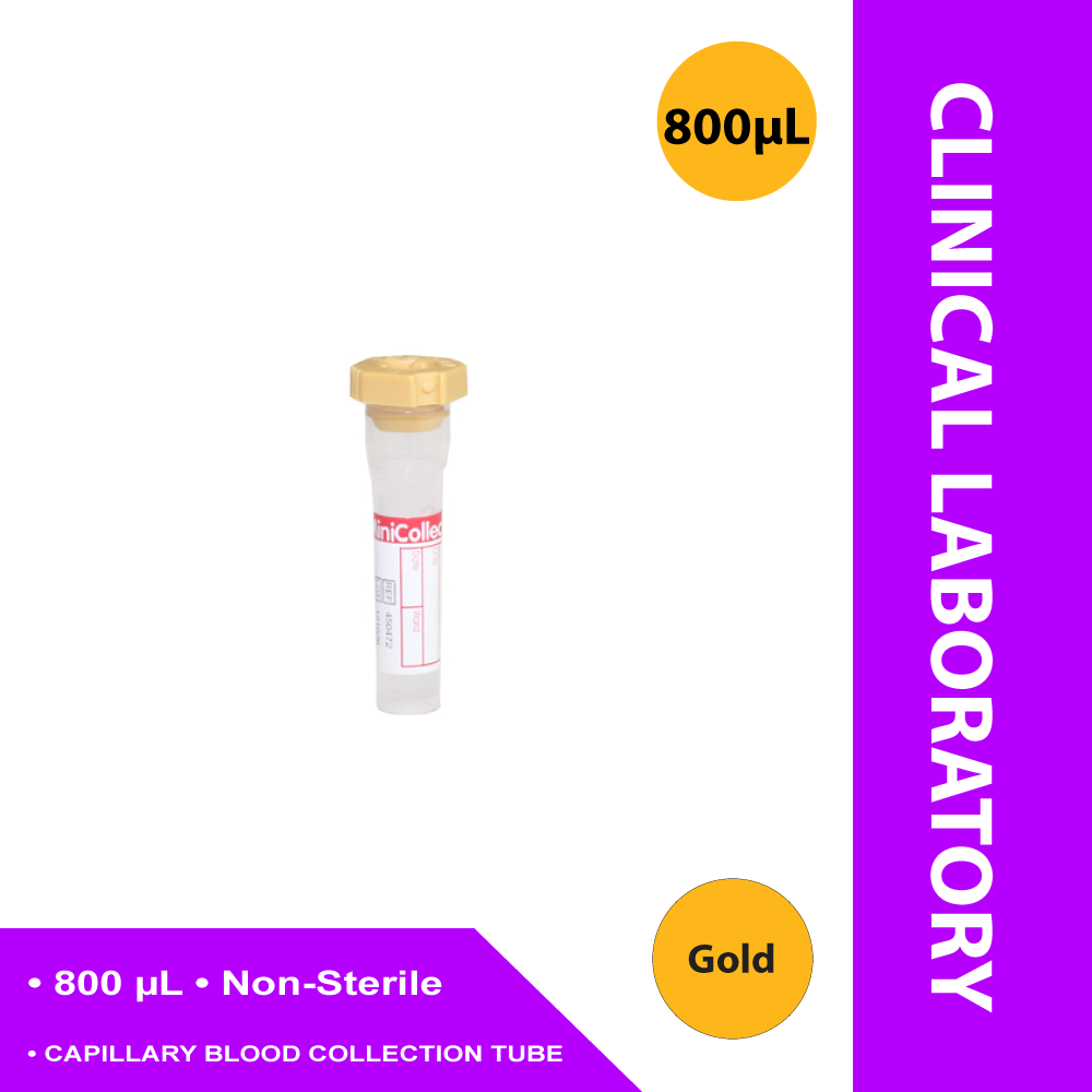 TUBE, CAPILLARY SEP GLD 800UL POLY MINICOLLECT (100/BX)