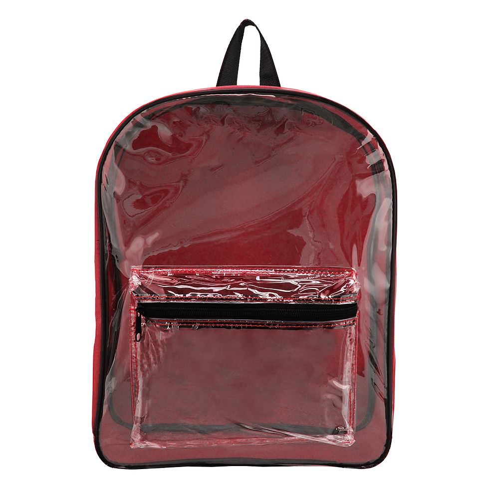 14.5" Clear PVC Backpack with Colored Back - Red-Clear Front