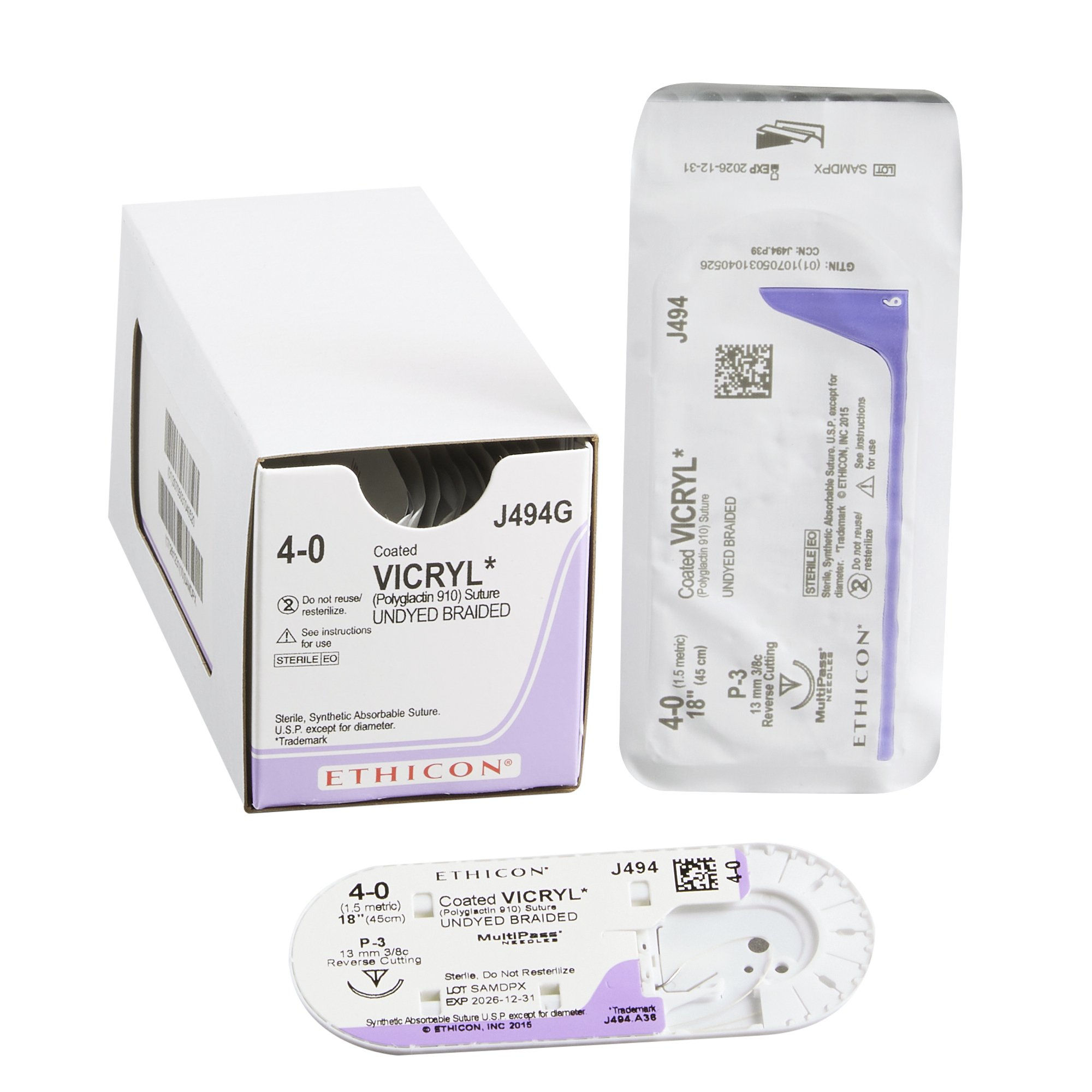 SUTURE, VICRYL UD BR CT 4-0 1 8" P3 (12/BX)