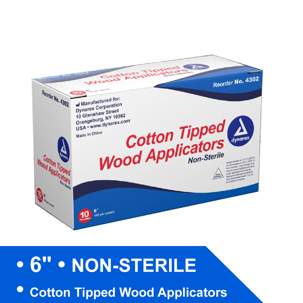 COTTON TIPPED WOOD APPLICATORS - NON-STERILE, 6", 10/1000/CS