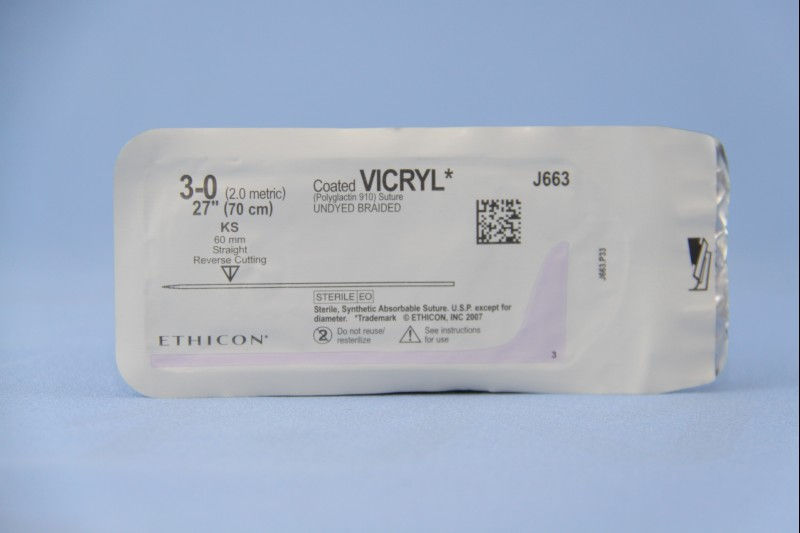 SUTURE, VICRYL KS 3-0 STR UNDYED 60MM 27" (36/BX)