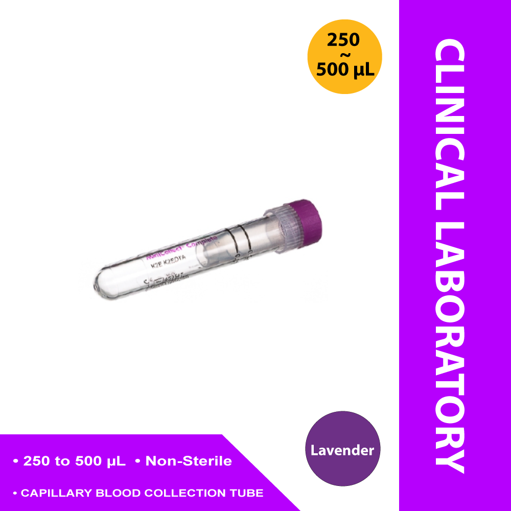 TUBE, CAPILLARY K2EDTA LAV 250/500UL POLY MINICOLLECT (50/BG)