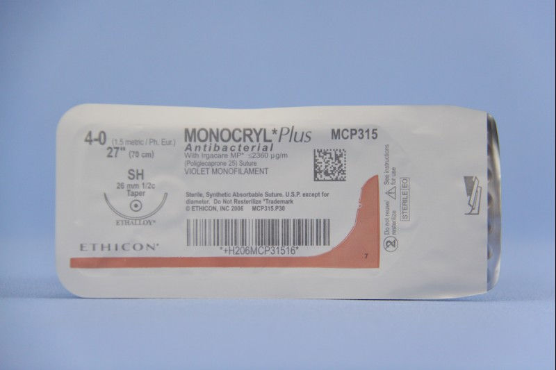 SUTURE, MONOCRYL PLUS VIO 4-0 27" SH (36/BX)